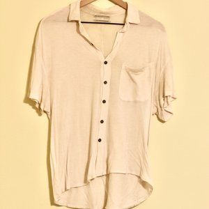 Urban Outfitters Cream Short Sleeve Button Down  M